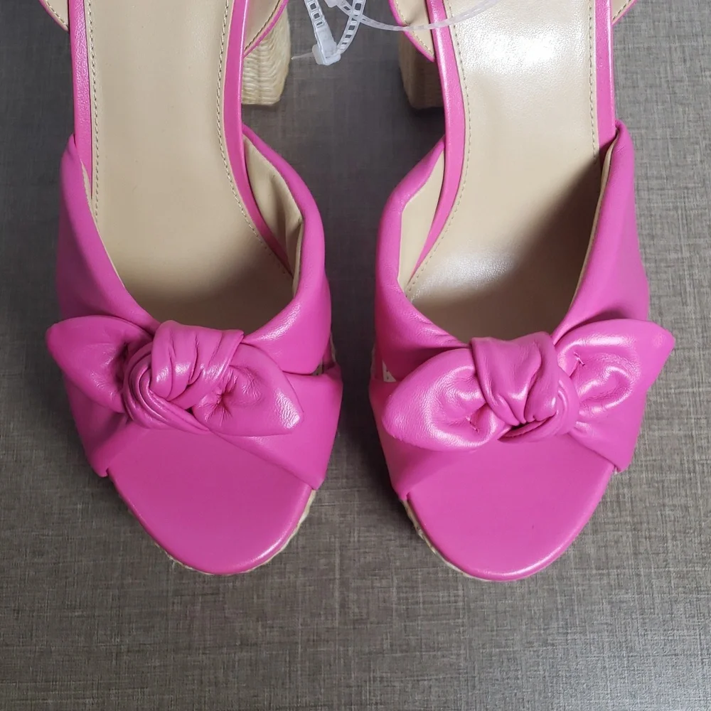 Michael Kors Sadie Pink  Leather Bow Platform Sandals - SZ 8.5 - NWOT‎